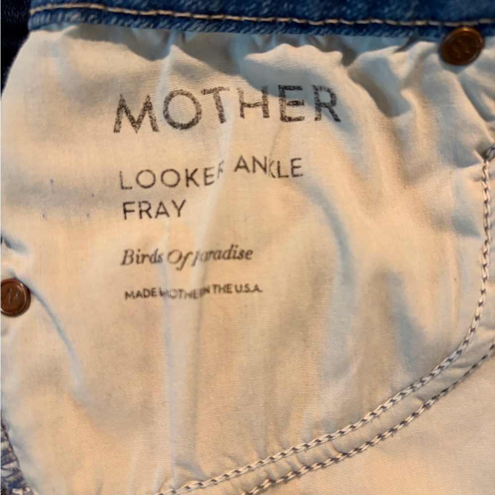 MOTHER Looker Ankle Fray Jeans - Classic Blue